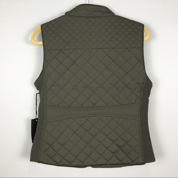 Active USA Jackets & Coats Quilted Vest Olive Nwt Knit Side Panels